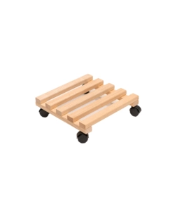 CARRELLO DA ESTERNO PORTA VASO PIROETTANTE IN FAGGIO, 29X29 CM