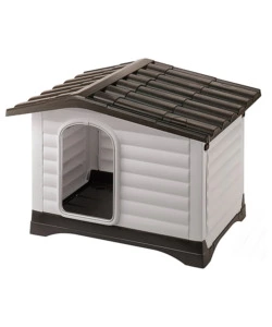 CUCCIA PER CANI DA ESTERNO FERPLAST "DOGVILLA 110" CON PARETE RIBALTABILE IN RESINA GRIGIO 111x84x79 CM