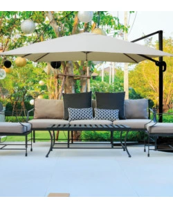 OMBRELLONE DA GIARDINO QUADRATO CON BRACCIO LATERALE EUROGARDEN "TOP TIME" IN POLIESTERE ECRÙ 3X3 M