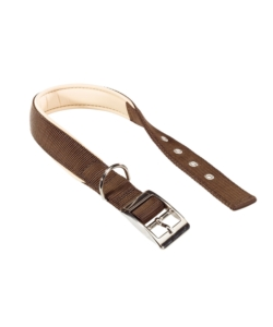 COLLARE IN NYLON MODELLO C25/45 IMBOTTITO PER CANE IN COLORAZIONE MARRONE.