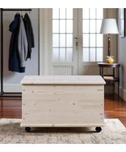 BAULE PORTATUTTO IN LEGNO CON RUOTE 70LT 73X40X42,5 CM