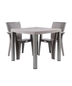 TAVOLO DA ESTERNO "BRIO" IN POLIPROPILENE E ALLUMINIO TAUPE 82X82X73 CM