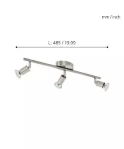 BARRA LED A SOFFITTO DA INTERNO EGLO "BUZZ LED" GRIGIO 3 LUCI 3000K