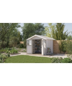 CASETTA DA GIARDINO IN PVC GROSFILLEX "DECO 5" BIANCO E GRIGIO-VERDE 295X261X236 CM - 22905140