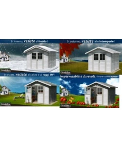 CASETTA DA GIARDINO IN PVC GROSFILLEX "DECO 5" BIANCO E GRIGIO-VERDE 295X261X236 CM - 22905140