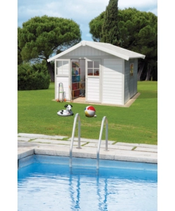CASETTA DA GIARDINO IN PVC GROSFILLEX "DECO 7" BIANCO E GRIGIO-VERDE 370X298X250 CM - COD. 22907140