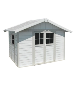 CASETTA DA GIARDINO IN PVC GROSFILLEX "DECO 7" BIANCO E GRIGIO-VERDE 370X298X250 CM - COD. 22907140