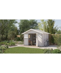 CASETTA DA GIARDINO IN PVC GROSFILLEX "DECO 7" BIANCO E GRIGIO-VERDE 370X298X250 CM - COD. 22907140