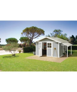 CASETTA DA GIARDINO IN PVC GROSFILLEX "DECO 7" GRIGIO E BIANCO 370X298X250 CM - COD. 22907235