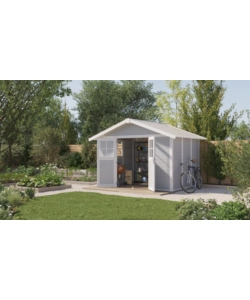 CASETTA DA GIARDINO IN PVC GROSFILLEX "DECO 7" GRIGIO E BIANCO 370X298X250 CM - COD. 22907235