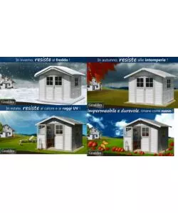 CASETTA DA GIARDINO IN PVC GROSFILLEX "DECO 7" GRIGIO E BIANCO 370X298X250 CM - COD. 22907235