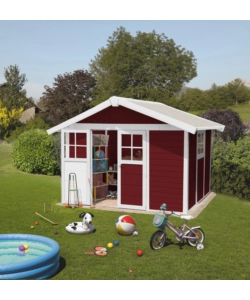 CASETTA DA GIARDINO IN PVC GROSFILLEX "DECO 7" ROSSO E BIANCO 370X298X250 CM - COD. 23007242