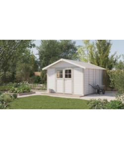 CASETTA DA GIARDINO IN PVC GROSFILLEX "DECO 11" BIANCO E GRIGIO-VERDE 370X407X250 CM - COD. 22911140