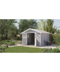 CASETTA DA GIARDINO IN PVC GROSFILLEX "DECO 11" GRIGIO E BIANCO 370X407X250 CM - COD. 22911235