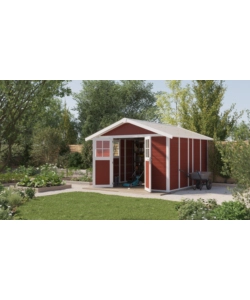 CASETTA DA GIARDINO IN PVC GROSFILLEX "DECO 11" ROSSO E BIANCO 370X407X250 CM - COD. 23011242