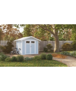 CASETTA DA GIARDINO IN PVC GROSFILLEX "UTILITY 5" GRIGIO-AZZURRO E BIANCO 295X261X236 CM - COD. 22805137