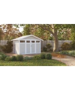 CASETTA DA GIARDINO IN PVC GROSFILLEX "UTILITY 7" GRIGIO-VERDE E BIANCO 370X298X250 CM - COD. 22807138