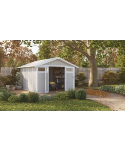 CASETTA DA GIARDINO IN PVC GROSFILLEX "UTILITY 11" GRIGIO-VERDE E BIANCO 370X407X250 CM - COD. 22811138