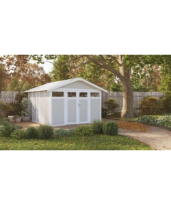 CASETTA DA GIARDINO IN PVC GROSFILLEX "UTILITY 11" GRIGIO-VERDE E BIANCO 370X407X250 CM - COD. 22811138
