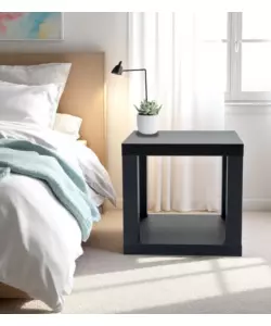 CUBO MULTIFUNZIONE TAVOLINO E COMODINO IN MDF E PVC NERO 40X40X38 CM