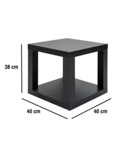 CUBO MULTIFUNZIONE TAVOLINO E COMODINO IN MDF E PVC NERO 40X40X38 CM