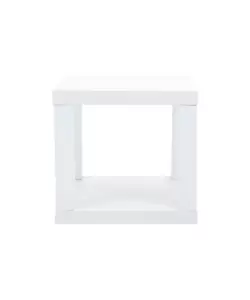 CUBO MULTIFUNZIONE TAVOLINO E COMODINO IN MDF E PVC BIANCO 40X40X38 CM
