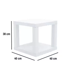 CUBO MULTIFUNZIONE TAVOLINO E COMODINO IN MDF E PVC BIANCO 40X40X38 CM
