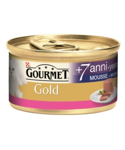 GOURMET GOLD MOUSSE +7 ANNI,  ALIMENTO UMIDO PER GATTO CON SALMONE.