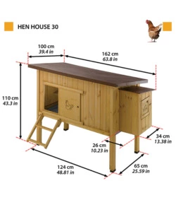 CASETTA POLLAIO PER GALLINE IN LEGNO "HEN HOUSE 30", 162X100X110 CM - FERPLAST
