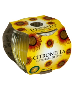 BICCHIERE IN VETRO "MAIORCA" CON CANDELA ALLA CITRONELLA, 7,5X7,5X7,5 CM
