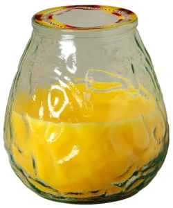 BICCHIERE IN VETRO "FORMENTERA" CON CANDELA ALLA CITRONELLA, DIAMETRO 10 CM