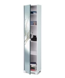 MOBILE COLONNA 1 ANTA CON SPECCHIO BIANCO, 43X29X190 CM