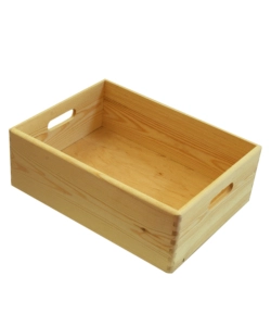 SCATOLA MULTIUSO SENZA COPERCHIO "WOOD BOX" IN LEGNO MARRONE CHIARO, 40X30X14 CM
