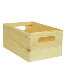SCATOLA MULTIUSO SENZA COPERCHIO "WOOD BOX" IN LEGNO MARRONE CHIARO, 30X20X14 CM