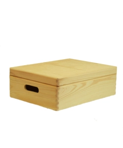 Useekoo Scatola Portaoggetti In Legno Di Pino – 24x19x10 Cm – Con Coperchio A Cerniera – Rustica