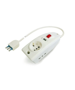 POLY POOL - PRESA MULTIPLA "COMPACT" 3 PRESE E 1 PRESA USB 1,5 M CAVO INTERRUTTORE BIANCA