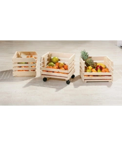 SET 3 CASSETTE CON RUOTE - PINO MASSELLO FINITURA NATURALE