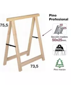 CAVALLETTO PIEGHEVOLE DA LAVORO IN PINO PROFESSIONALE 73,5x75 CM