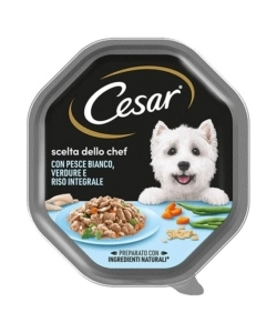 ALIMENTO UMIDO PER CANI CESAR "SCELTA DELLO CHEF" CON PESCE BIANCO, RISO E VERDURE 150 GR