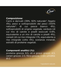 ALIMENTO UMIDO PER CANI CESAR "SCELTA DELLO CHEF" CON PESCE BIANCO, RISO E VERDURE 150 GR