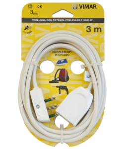 CAVO PROLUNGA 3 METRI BIANCO 3G1+SPINA PIATTA - VIMAR.