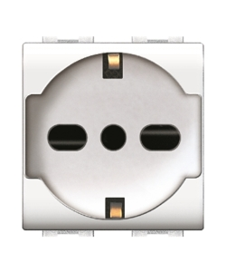 PRESA ITA/SHUCKO TRIVALENTE SERIE MYLIFE  2 POLI+TERRA 10/16A -BIANCO.