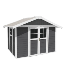 CASETTA DA GIARDINO IN PVC GROSFILLEX "DECO 7" GRIGIO SCURO E BIANCO 370X298X250 CM - COD. 23007276