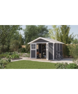 CASETTA DA GIARDINO IN PVC GROSFILLEX "DECO 7" GRIGIO SCURO E BIANCO 370X298X250 CM - COD. 23007276
