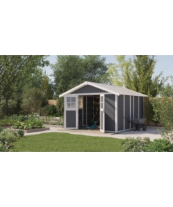 CASETTA DA GIARDINO IN PVC GROSFILLEX "DECO 11" GRIGIO SCURO E BIANCO 370X407X250 CM - COD. 23011276