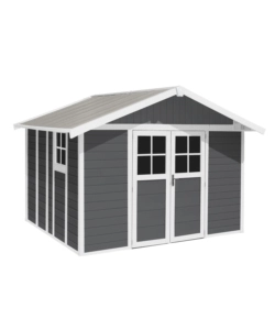 CASETTA DA GIARDINO IN PVC GROSFILLEX "DECO 11" GRIGIO SCURO E BIANCO 370X407X250 CM - COD. 23011276