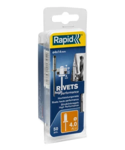 RIVETTI DIAMETRO 4X12MM. ALU + PUNTA DA TRAPANO BLISTER DA 50