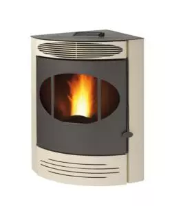 STUFA A PELLET ANGOLARE VENTILATA CARIS "GEMMA" AVORIO 10,5 KW