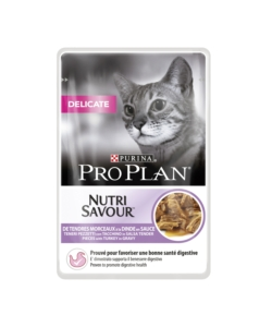 PRO PLAN DELICATE, ALIMENTO UMIDO PER GATTO TENERI PEZZETTI IN SALSA CON TACCHINO.