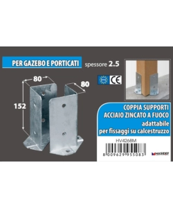 PORTAPALI COPPIA SUPPORTI ANCORAGGIO PER TRAVI 80 X 80 X 150 MM.